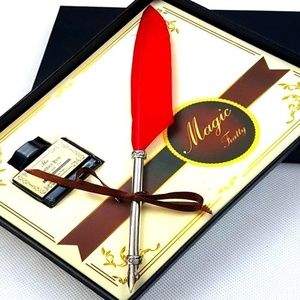 Perfect Gift for Christmas Red Goose Quill Pen